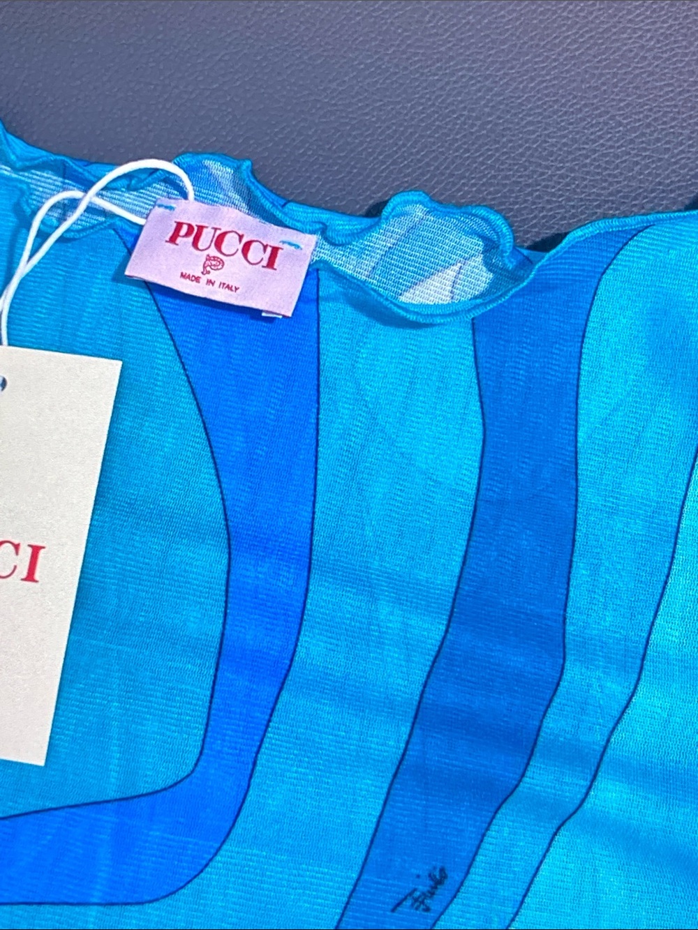 Emilio Pucci Blue & Turquoise Wave-Print Long Sleeve Tee - Picture 4 of 9